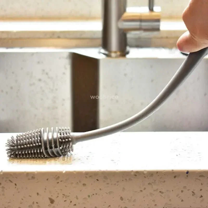 Silicone Milk Bottle Brush Cup Scrubber Glass Cleaner Kitchen Cleaning Tool Long Handle
