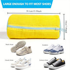 Durable Shoe Washing Machine Bag for All Types-Yellow with Blue Zipper, Ideal