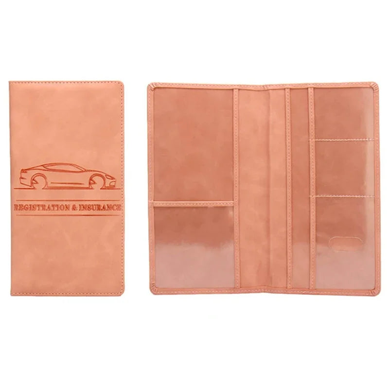 Car Registration Insurance Holder Leather Men Driving License Cover Auto Documents