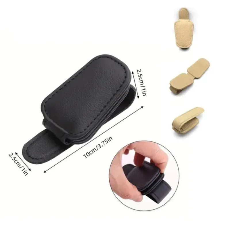Car Sun Visor Glasses Case Holder Sunglasses Clip Ticket Card Multifunction Portable