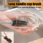 Silicone Milk Bottle Brush Cup Scrubber Glass Cleaner Kitchen Cleaning Tool Long Handle