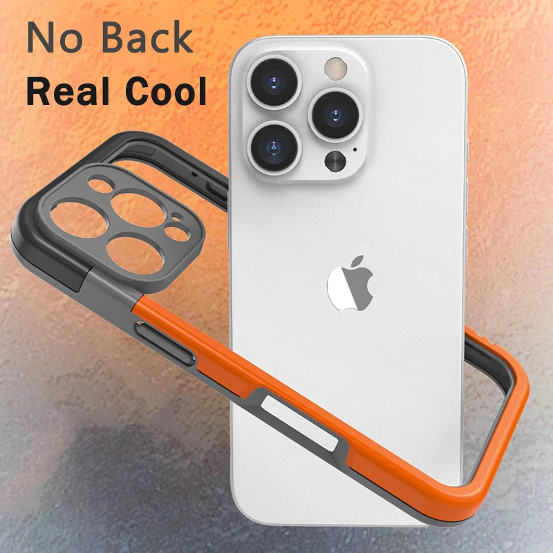 Shockproof Soft Silicone Frame Phone Case for iPhone 18 17 Pro Max 13 14 15 16 NoBack Heat Dissipation