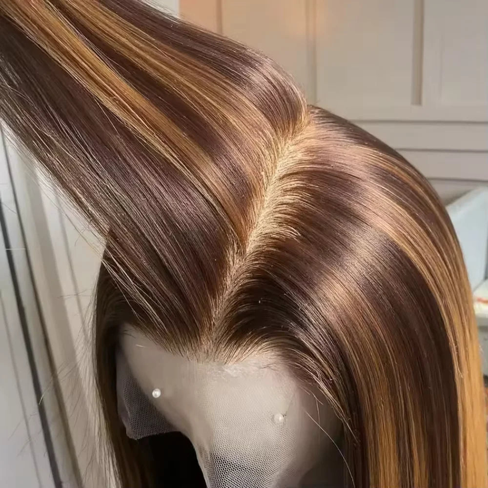 F4/27 Highlight Straight Lace Wig — 250% Density