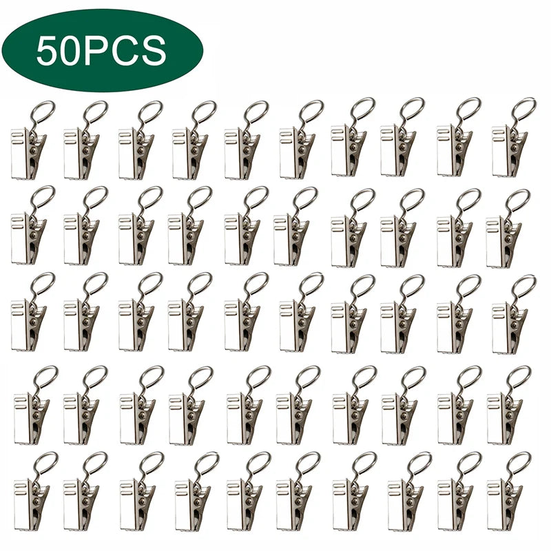 Stainless Steel Curtain Clips with Hook Durable Serrated Anti Slip Clip Home Bedroom