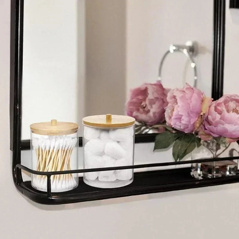 Acrylic Storage Box Bathroom Jar Makeup Organizer Cotton Round Pad Holder Swab Box Qtip