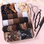 Women Dark Hair Accessories Set Elastic Seamless Ponytail Scrunchies Small Rubber Bands