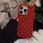 Fashion Classic Retro White Wave Point Wine Red Glossy Protective Soft Phone Case for iPhone 11 12 13 14 15 16