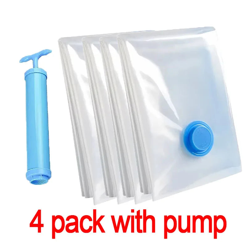 Vacuum Bag for Clothes, Air Bag with Pump, Travel Essentials, Space Saver Bags