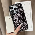 Elegant Black Lace Floral Pattern Phone Case For iPhone 17 Case iPhone 13 16 15 11 12 14 Pro Max X XS XR 17