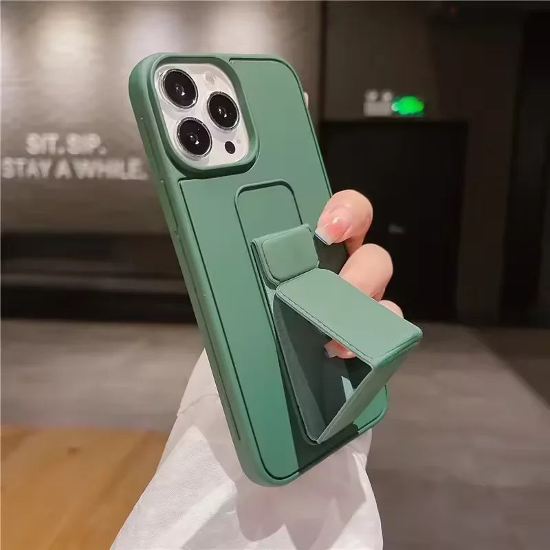 Wrist Strap Foldable Holder Phone Case for IPhone 16 15 14 6 7 8 Plus 13 12 11 Pro XS Max X XR SE Drop