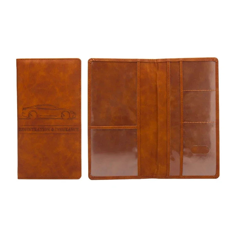 Car Registration Insurance Holder Leather Men Driving License Cover Auto Documents
