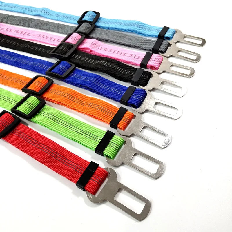 Adjustable Dog Car Seat Belt Harness for Dogs Nylon Reflective Cushioning Elasticity