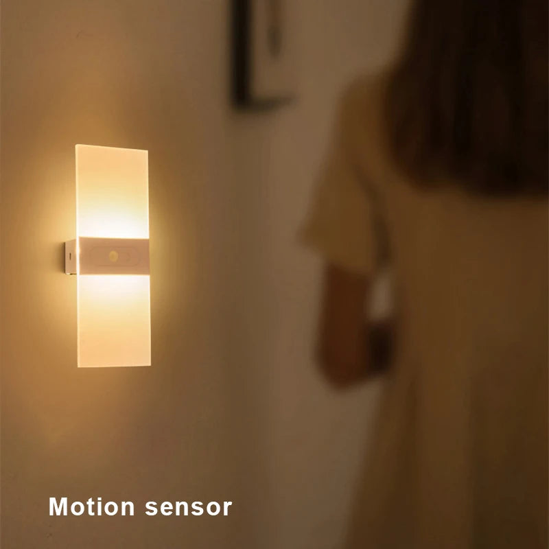 Rechargeable Wall Lamp USB Charging Motion Sensor Wall Light Indoor Lighting Room Decor For Bedside Living