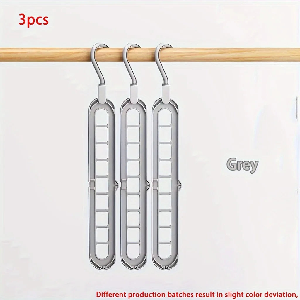 Plastic 9-Hole Foldable Hangers, Heavy Duty Space Saving Clothes Organizer For Room