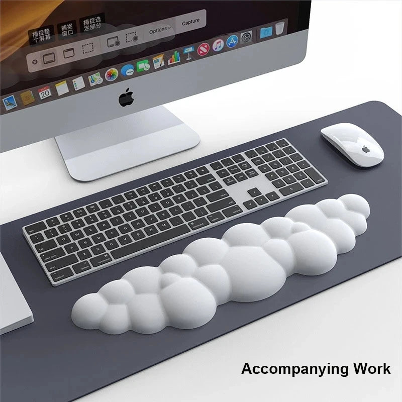 Mouse pad with wrist rest keyboard cloud anti-slip memory foam desktop office gamer