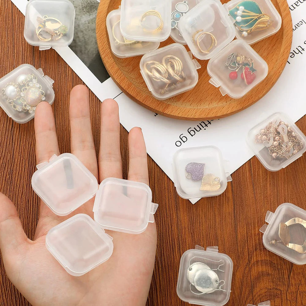 10-100PCS Mini Storage Box Transparent Plastic Jewelry Boxes Portable Earring Ring