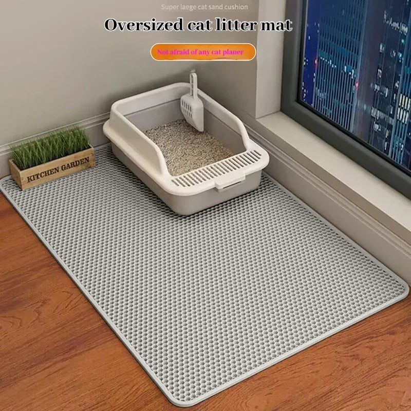 Cat Litter Mat 2-Layer Design Premium Sand Trapping Technology Waterproof Base Non-Slip