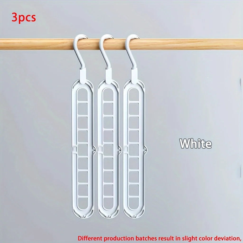 Plastic 9-Hole Foldable Hangers, Heavy Duty Space Saving Clothes Organizer For Room