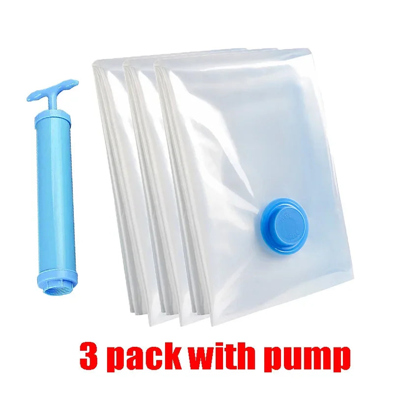 Vacuum Bag for Clothes, Air Bag with Pump, Travel Essentials, Space Saver Bags