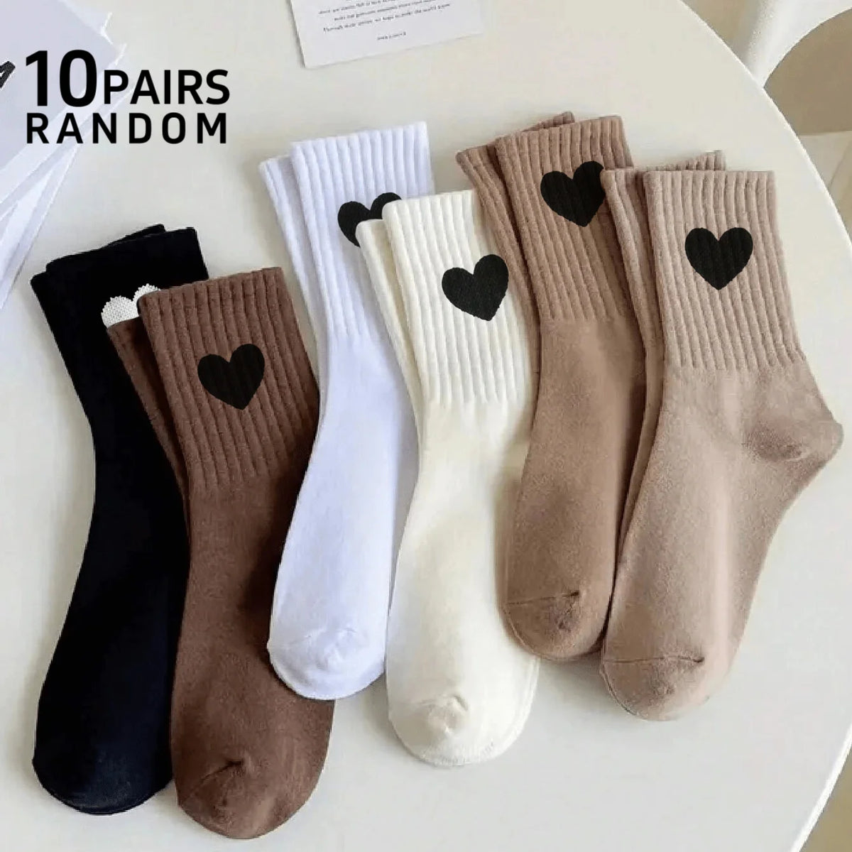 Multi-Pack Women's Crew Socks Heart Trendy Comfortable Breathable Moisture-Wicking