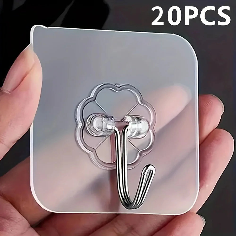 Self-adhesive Wall Hooks Waterproof Oilproof Sticky Punch Free Heavy Duty Hanging