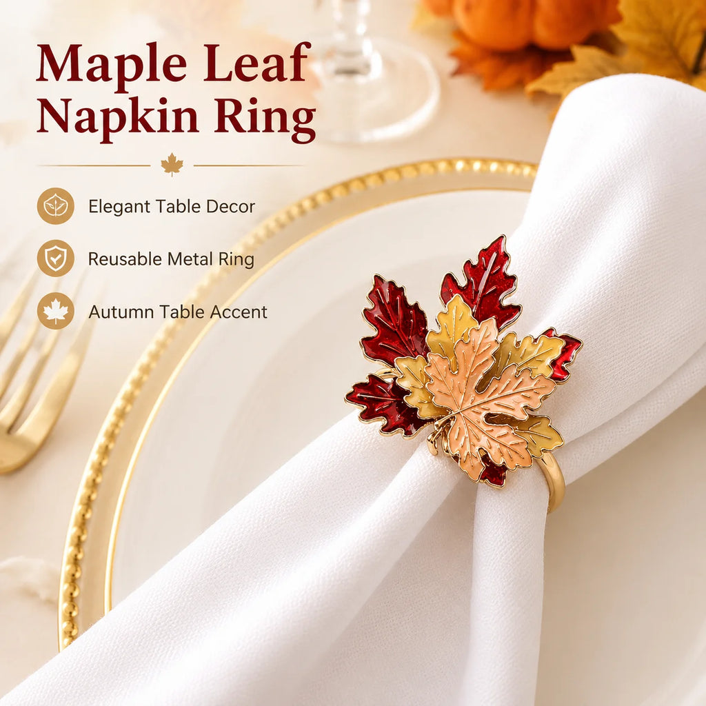 Maple Leaf Metal Napkin Rings — 2, 4 or 6 Pieces