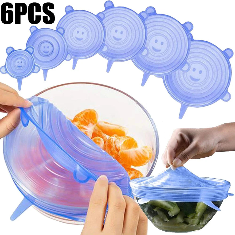 Food Grade Silicone Preservation Cover Reusable Airtight Universal Dish Stretch Round
