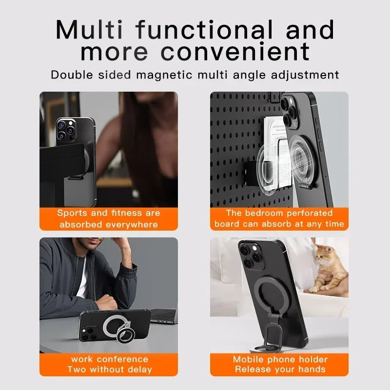 Double Sided Phone Stand Magnetic Phone Ring Holder Kickstand Magnet Grip for MagSafe iPhone 16 15 14 13 12