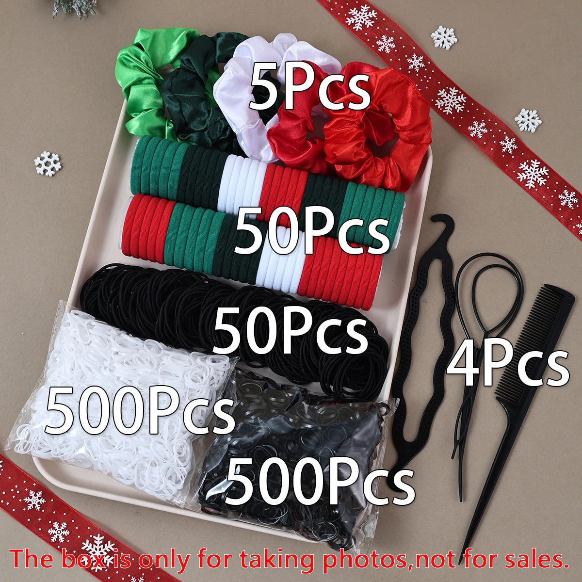 Women Dark Hair Accessories Set Elastic Seamless Ponytail Scrunchies Small Rubber Bands