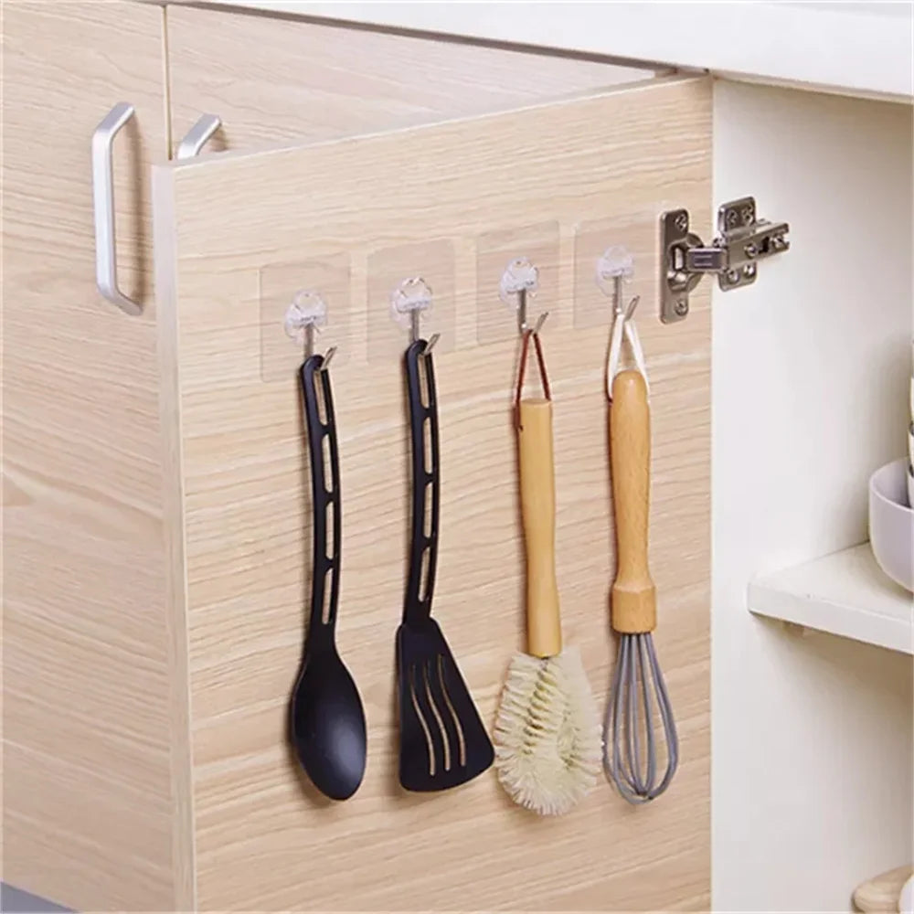 Self-adhesive Wall Hooks Waterproof Oilproof Sticky Punch Free Heavy Duty Hanging