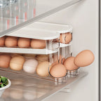 Bilayer Fridge Egg Storage Box Automatic Rolling Eggs Holder Rack Ladder Style