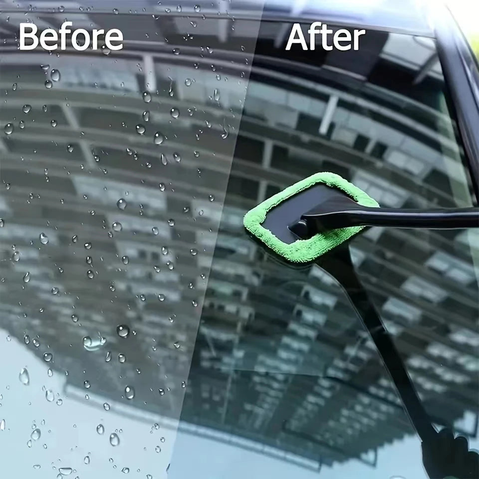 Extendable Car Windshield Cleaner with Washable Microfiber Pads