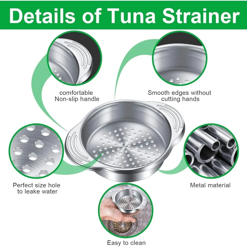 Stainless Steel Canning Strainer Tuna Can Press Food GradeCanning Colander