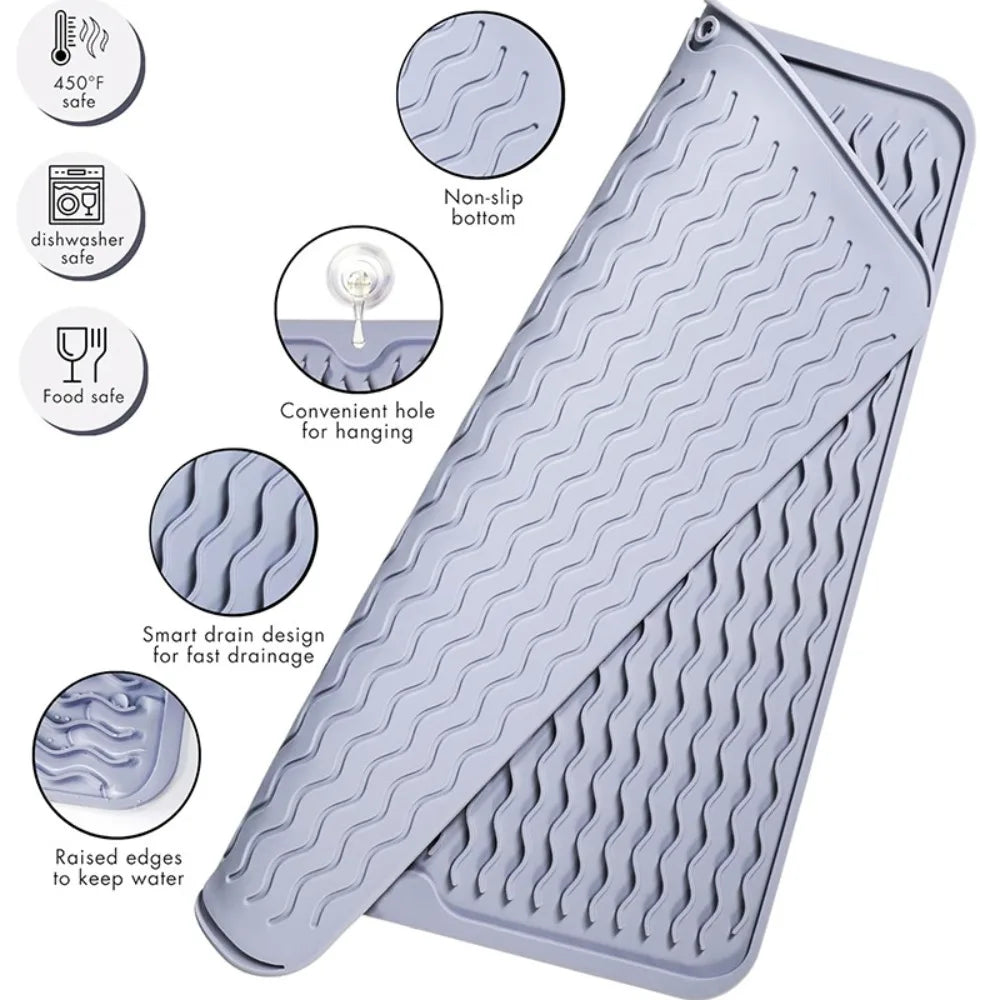 Non Slip Silicone Drying Mat for Kitchen Extra Large Heatproof Countertop Stove