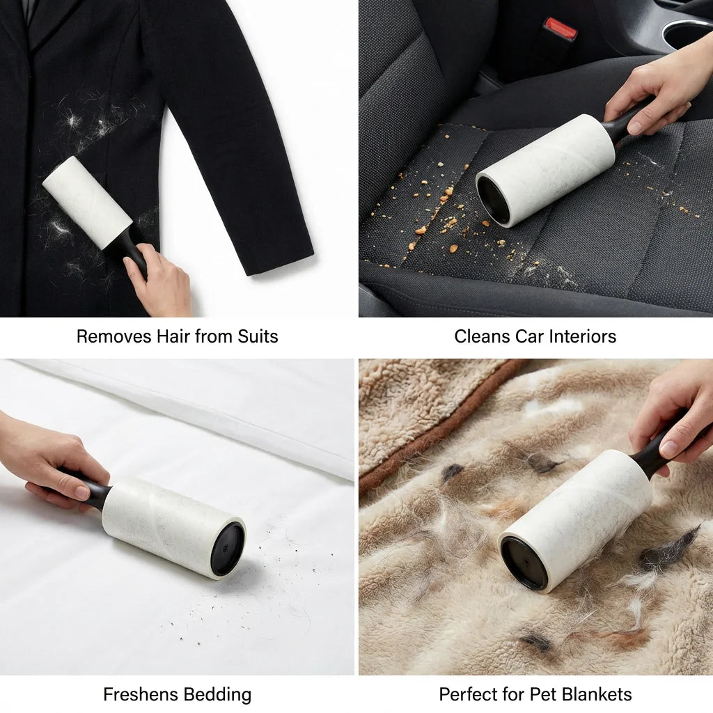Reusable Lint Roller for Pet Hair - Sticky Adhesive Dust Remover for Furniture Clothes