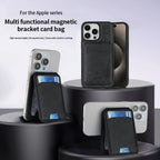 Luxury For Magsafe Magnetic Leather Wallet Holder Case For iPhone 16 15 14 13 12 Pro Max Card Holder Phone Bag