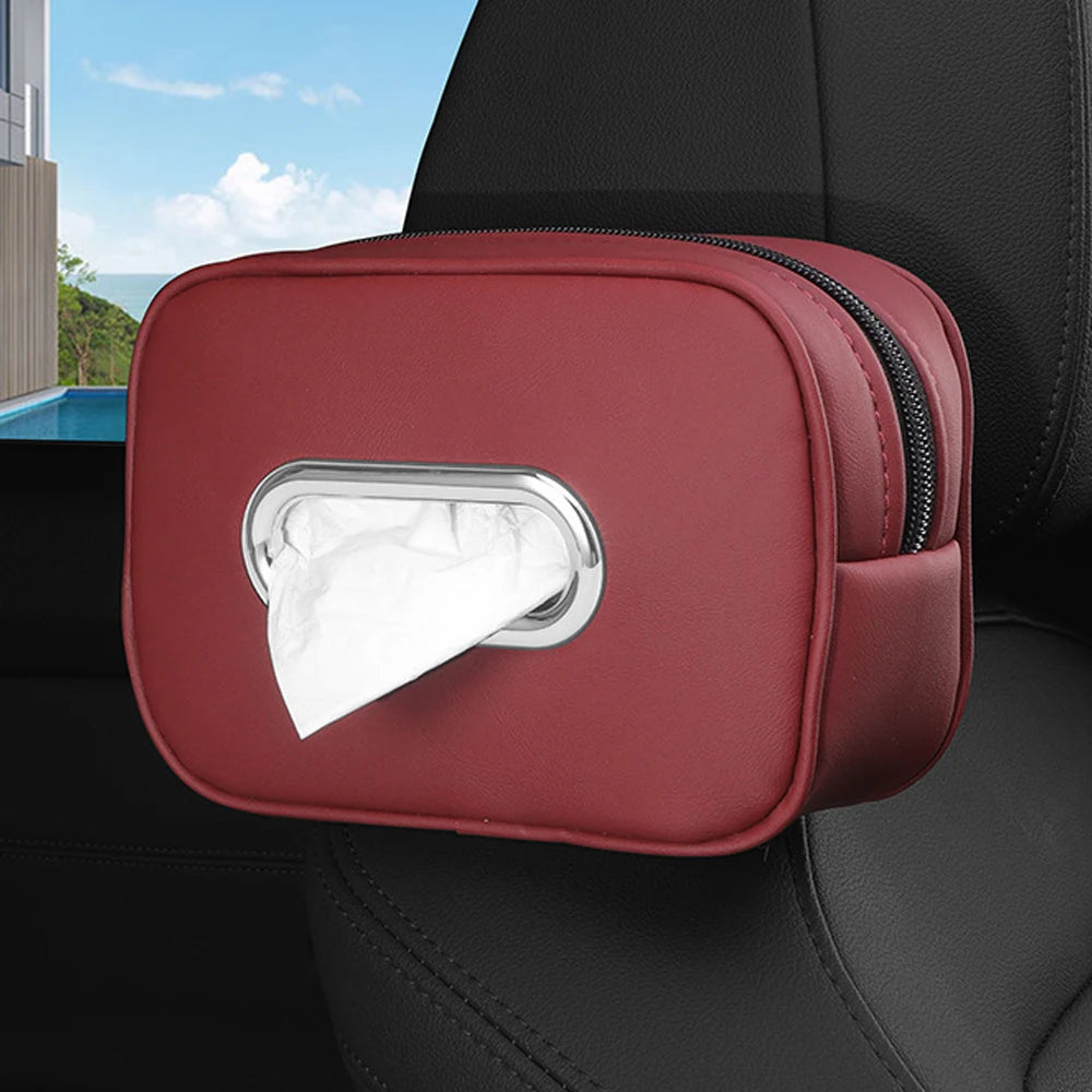 Car Tissue Box Holder Microfiber Leather Car Center Console Armrest Napkin Box Sun