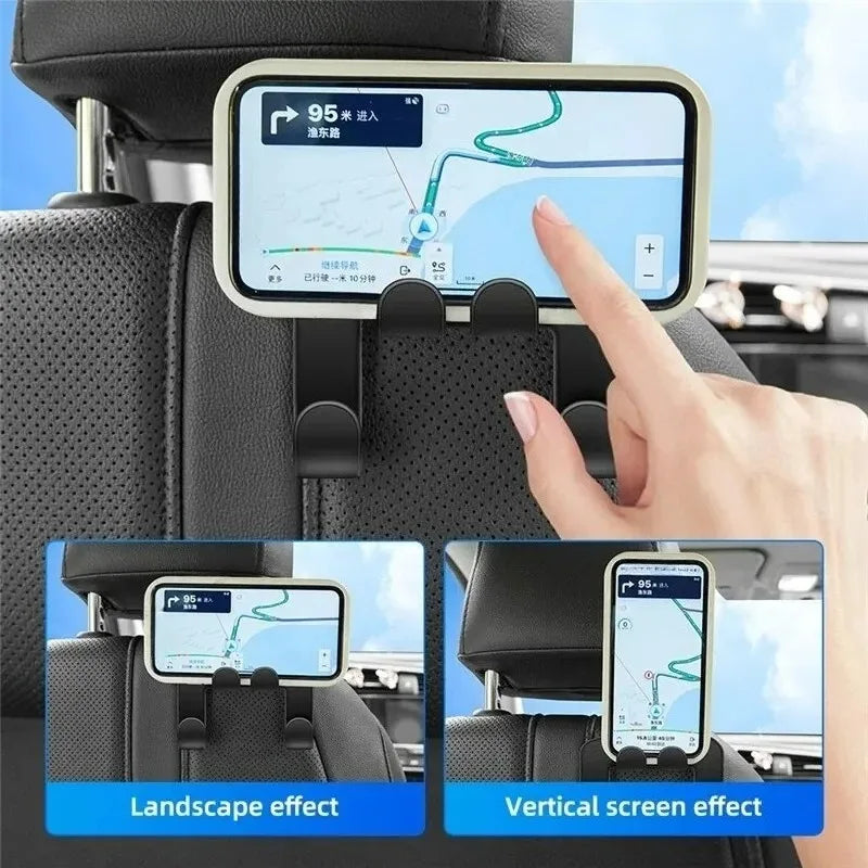 Car Headrest Hooks with Phone Holder