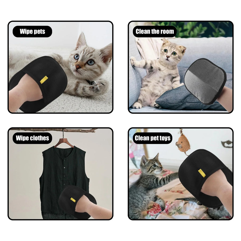 Pet Hair Removal Tool Reusable Static Gloves, Double-Sided Grooming for Pets