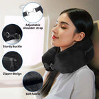 Travel Neck Pillow with Fillable Clothing U-Shaped Pillowcase, Extra Storage Bag