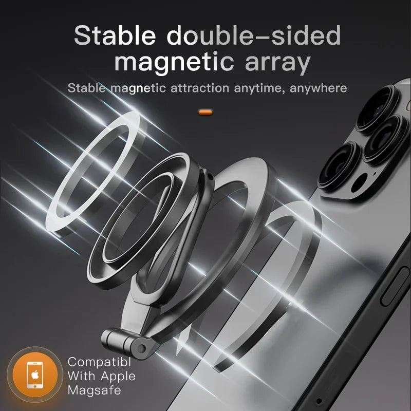 Double Sided Phone Stand Magnetic Phone Ring Holder Kickstand Magnet Grip for MagSafe iPhone 16 15 14 13 12