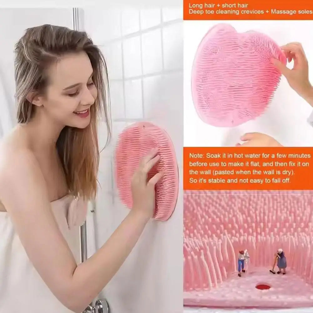Shower Foot Scrubber Mat with Suction Cups, Non-Slip Exfoliating Cleaner for & Bath