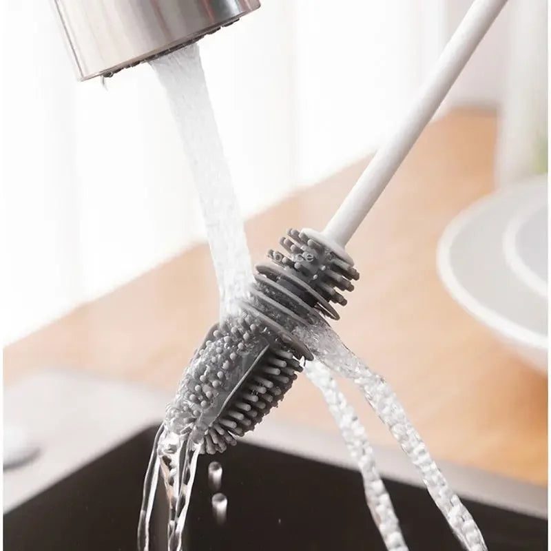 Silicone Milk Bottle Brush Cup Scrubber Glass Cleaner Kitchen Cleaning Tool Long Handle