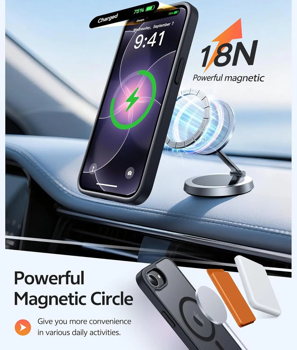 For iPhone 17e/16e Phone Case with Magnetic Translucent Matte Cases with [Screen Protector] Shockproof