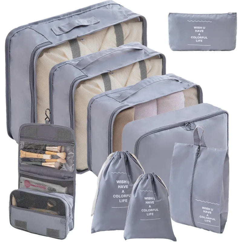 Set Travel Organizer Bags Suitcase Packing Cubes Cases Portable Wardrobe Luggage