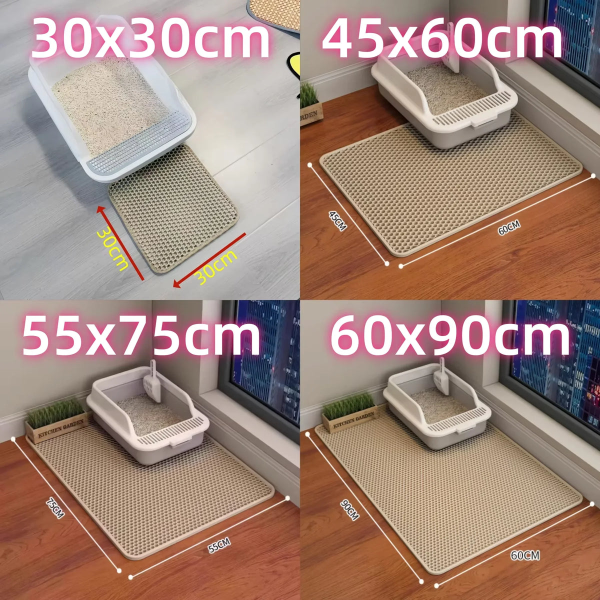 Cat Litter Mat 2-Layer Design Premium Sand Trapping Technology Waterproof Base Non-Slip