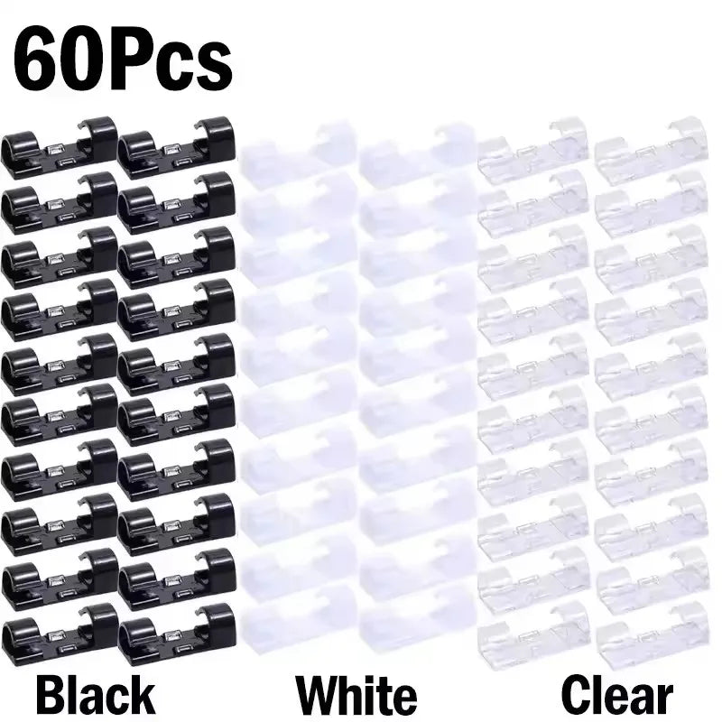 Cable Clips Organizer Drop Wire Holder Cord Management Self-Adhesive Manager Fixed