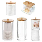 Acrylic Storage Box Bathroom Jar Makeup Organizer Cotton Round Pad Holder Swab Box Qtip