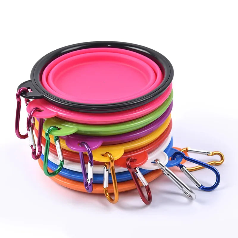 11.8 fl oz Collapsible Dog Pet Folding Silicone Bowl Outdoor Travel Portable Puppy Food