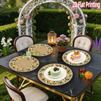 Lemon Floral Round Printed Placemats — 4 Pieces, 15 Inches